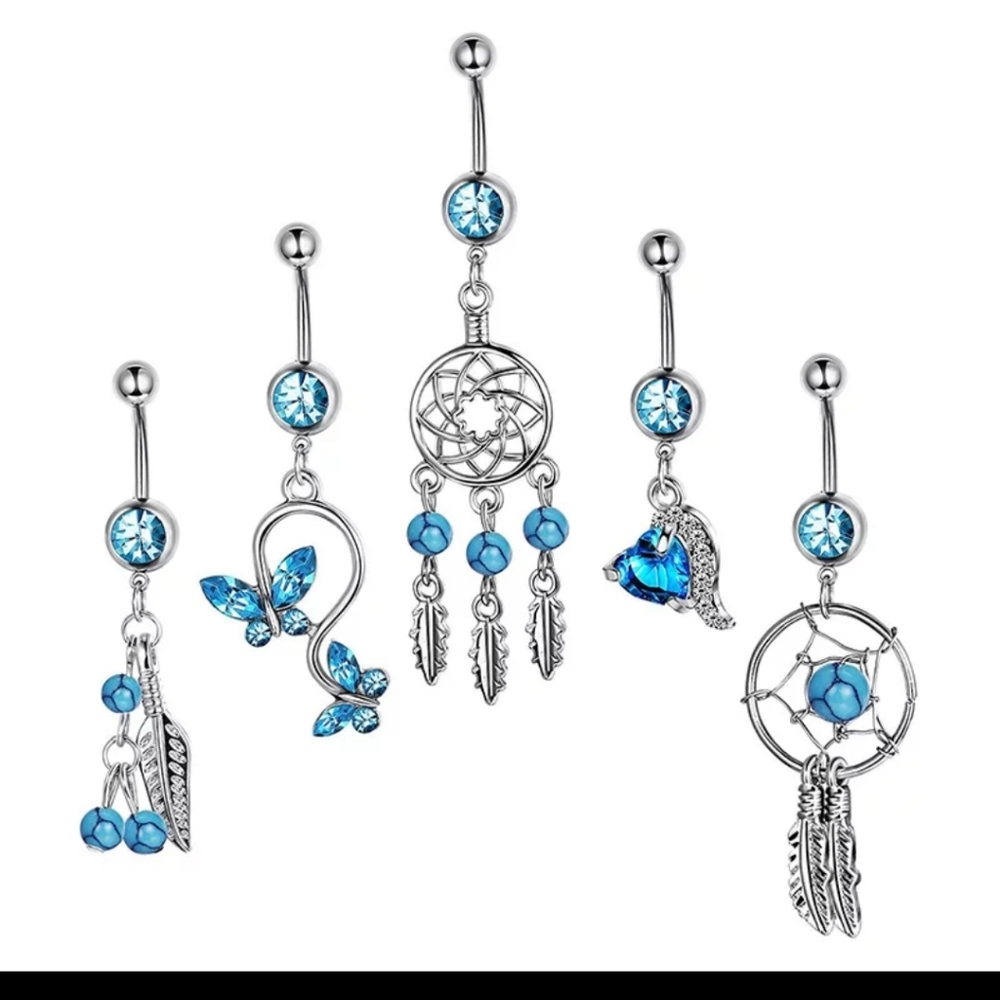 5Pcs/Set Stainless Steel Dream Catcher Belly Ring